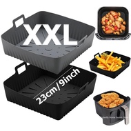 9" 23cm Square Silicone Air Fryer Liner 6-8QT Reusable Dishwasher-Safe Baking Tray