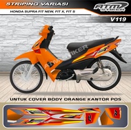 Stiker striping variasi honda supra fit new orange pos