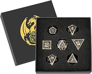 Dragon Pattern Metal Dice Set, 7-Piece Metal Polyhedral DND Dice Set, D&D Gifts with Gift Box, Role 
