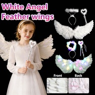Angel Wings for Kids Angel Wings with Light White Angel Feather Wings Fairy Stage Party Costume Ball