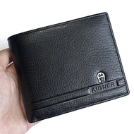 AIGNER Imported Black Genuine Leather Short Wallet for Men Wallet for Men Leather Wallet for Men