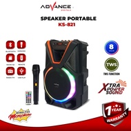 Advance KS-821 Speaker Portable 8 Inchi Bluetooth free Mic Wireless
