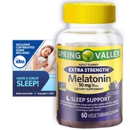 Melatonin Adult Gummies, Extra Strength, Sleep Support by Spring Valley, 10 mg, 60 Ct Bundle with Ex