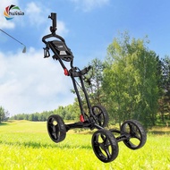 [chulisia] Golf Push Cart Lightweight Compact 4 Wheel Golf Cart Caddy Cart Folding Adjustable Umbrel
