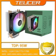 TEUCER CPU Cooler 2 4 Heat Pipes PC Radiator Cooling 3PIN PWM Silent Rgb Fan For Intel 1700 1150 115