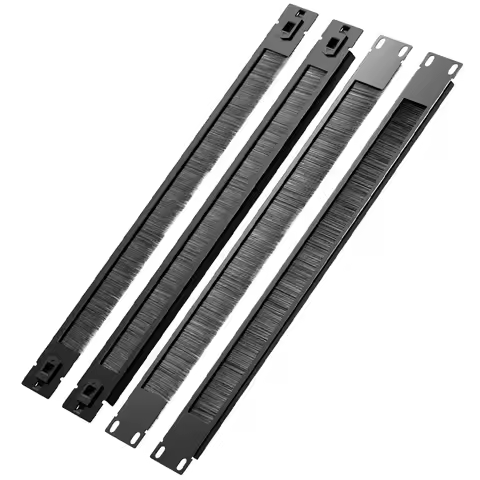 1U Server Rack Brush Cable Management Panel - Full/Half Enclosed, Snap-in Nylon Brush, Dustproof Wir