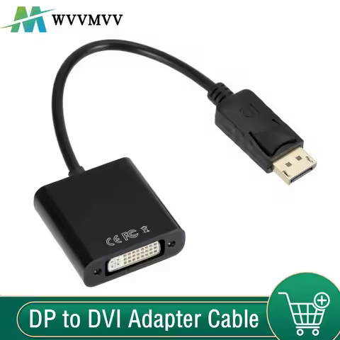 WvvMvv DP to DVI Adapter Cable HD 1080P DisplayPort To DVI Male to Female Converter For PC Laptop To
