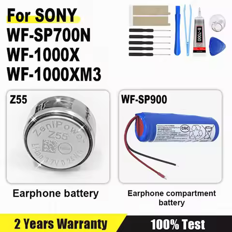 Z55 For ZeniPower Battery For Sony WF-SP900 WF-SP700N WF-1000X WF-1000XM3 TWS Earbuds Earphone CP125