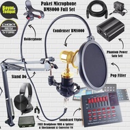 Paket Microphone Bm8000 Full Set Plus Soundcard V8Plus + Holderphone +