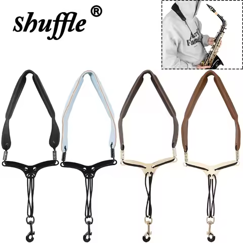 Saxophone Neckband Leather Shoulder Strap Soprano Alto Tenor Sax Universal Neckband Metal Clasp Saxo