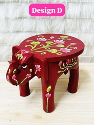 PM226 - Handpainted Wooden Elephant Stool - 6 inches