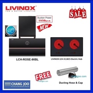 LIVINOX LCH-ROSE-90BL Cooker Hood + LE / LEH-3118CS / LEH-4118ICS / LEH-5118ICS Electric Hob