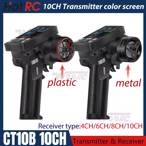 HOTRC CT-10B CT10B 10CH Color Screen Remote Control 2.4G 4CH/6CH/8CH/10CH Receiver Transmitter for R