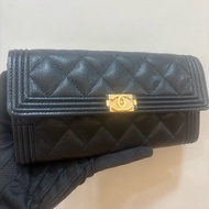 香奈兒 Chanel boy 黑金長夾 全新
