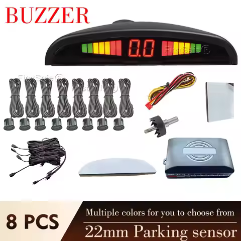 8 Parking Sensors Car Reverse Radar LED Display Buzzer Reverse Assist System Rear Detection Kit