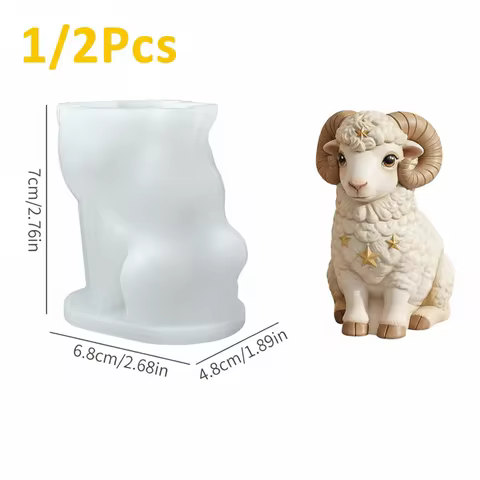 1/2Pcs 3D Little Lamb Silicone Candle Mold DIY Aromatherapy Cute Sheep Shape Soap Mould Goat Soap Mo