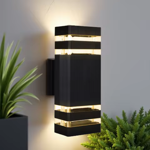 Modern Outdoor Decor Wall Light E27 Bulbs Waterproof Square Wall Lamp LED Home External Street Decor