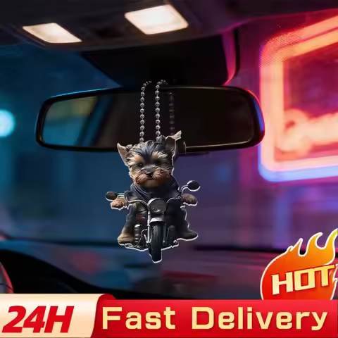 Acrylic Rearview Mirror Pendant Motorcycle puppy 2D Or chain Accessories Aroma Outlet Car Decor Diff