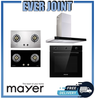 Mayer MMSS882HI / MMGH882HI [86cm] 2 Burner Stainless Steel / Glass Black Gas Hob + Mayer MMCH407I [90cm] Chimney Hood + Mayer MMDO8R [60cm] Built-in Oven with Smoke Ventilation System Bundle Deal!!