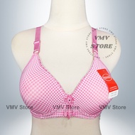 Misslily 1088 Women's Bra, Wire-Free Bra, Thin Foam, Cup B, 3 Hooks, Squared Stripes, Miss Lily