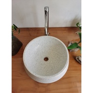 Morden Terrazo Stone Round Sink Bathroom Top Vessel SInk White Stone Sink Terrazzo Stone Sinks