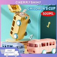 HOT！ Children's Car Straw Water Cup Bus Water Bottle For Kids Drinking Water Bottle Children Bus Toy Portable Kids Tritan Material Kids Water Bottle