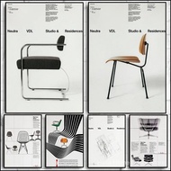 Vintage Bauhaus Chairs Poster Iconic Mid-Century Furniture Bauhaus Design Canvas Painting Wall Art E