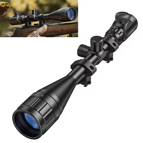 CVLIFE 6-24x50 AO Scope 1 inch Tube Red Green Illuminated Reticle Long Range Sight with 11mm Dovetai