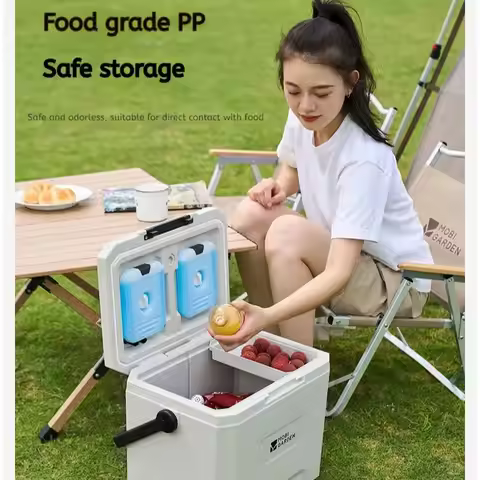 MOBI GARDEN Outdoor Portable Camping Picnic Cooler Food Grade PP Liner Outdoor Portable Mini Fridge 