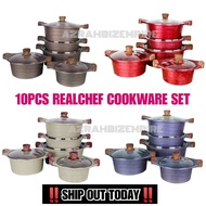 VIRAL 10PCS REALCHEF GRANITE COOKWARE SET / PERIUK KUALI BATU GRANITE REAL CHEF NON-STICK POT