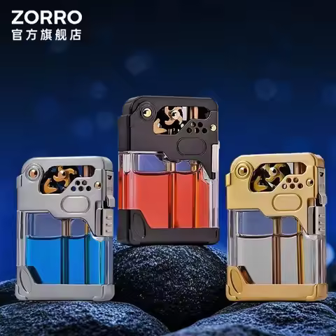 Zorro Transparent Fuel Tank Mechanical Oil Lighter Metal Appearance High-end Men's Gift, Latest Oil 