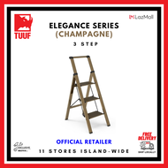 TUUF 3 Step Ladder Elegance Series - Champagne - Free Delivery - Exclusive Designer Ladder By Selffi