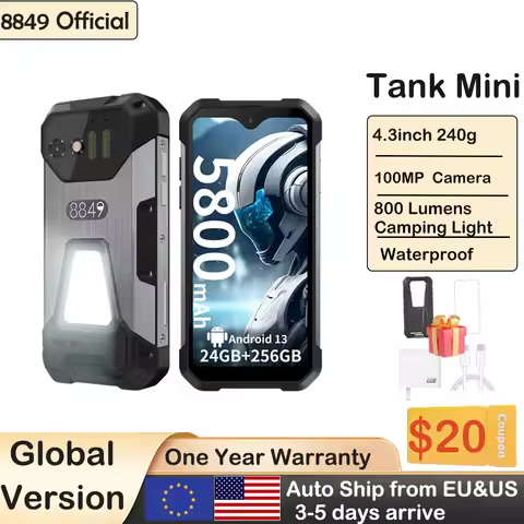 8849 Tank Mini Rugged Smartphone 16/24GB 256GB 5800mAh100Mp Camera Android 13 Cellphone 4.3 inch Wat
