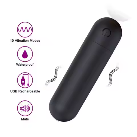 Mini Bullet Vibrator - 10 Mode Waterproof Personal Massager, Rechargeable Silicone Body Relaxer for