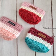 針鉤編織袋/手提袋/編織袋/手工鉤針~拉鍊小錢包