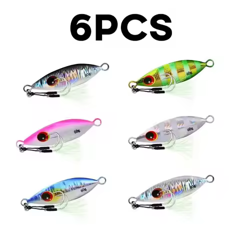 Inchiku Metal Jig Spoon Lure 6pcs 10-60g Fishing Hard Artificial Bionics Bait For Tuna Bass Saltwate