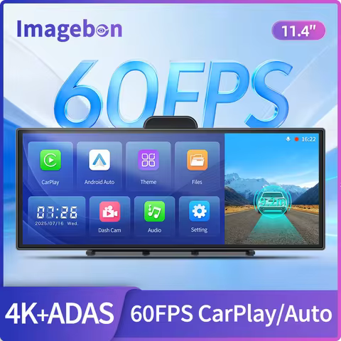 Imagebon H70 Plus Carplay 60FPS 4K Dashcam 11.4″ Wireless Carplay Android Auto Monitor ADAS Car DVR 