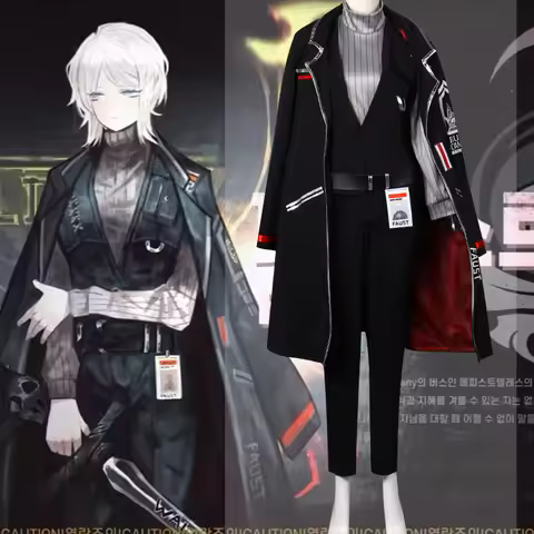 Limbus Company Cosplay Uniform Faust Black Long Coat Uniform Suit Clothing Role Play Costume Hallowe