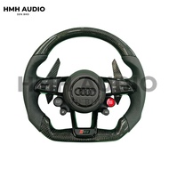 AUDI R8 CARBON FIBER STEERING WHEEL FOR ALL AUDI USE A4 A5 A6 B8 B9 C6 C7 C8 Q5 Q7 Q8