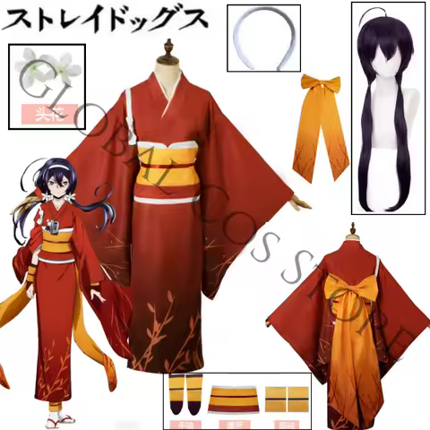 Izumi Kyouka Dress Cosplay Costume Anime Bungo Stray Dogs COS Suit Red Japanese Kimono Cosplay with 