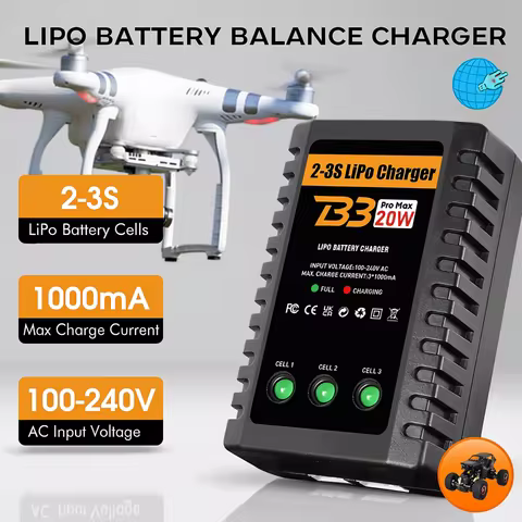 HTRC B3 2S-3S Lipo Battery Charger 110-220V AC LED 20W B3 Compact Charger Balance RC Charger