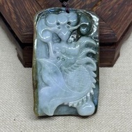 雙喜樓-天然A貨舊工原皮翡翠魚化龍牌