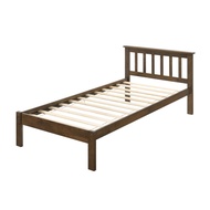 WONDERFUL Single Bed Frame Full Solid Wooden Katil Bujang Kayu Keras Bedframe with Headboard White Brown color