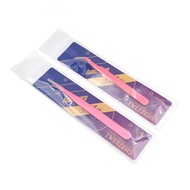 Funmix black esd tweezers individually wrapped high precision eyelash tweezers pink straight and curved tweezers