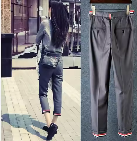Summer New Casual Slimming mid Waist West Pants Men Women Couples Pants Korean Sle Regular Thin Seve