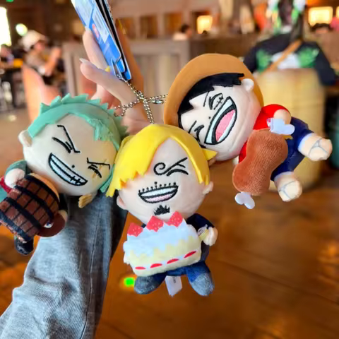 Universal Beijing Resort One Piece Plush Keychain Authentic Luffy Zoro Sanji Collectible Soft Stuffe