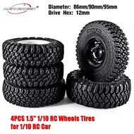 AUSTAR  RC Tires 1.55inch Plastic Wheel Rim Rubber Tyre for 1/10 RC Crawler Car Axial 90069 D90 TF2 Tamiya CC01 LC70