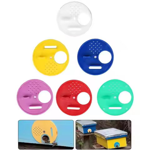 5Pcs Beekeeping Plastic Beehive Door Colored Round Rotatable Beehive Door Bee Exit Hive Vent Entranc