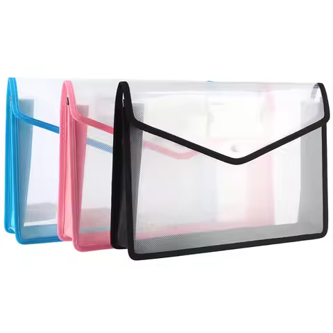 Large Capacity Document Bag A4 A3 File Sorting Organizer Envelope Shape Waterproof Plastic Bag Pocke