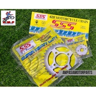 LC135/SRL110/RXZ/Y125Z/Y125ZR SSS HEAVY DUTY CHAIN & STEEL SPROCKET FRONT/REAR/ CHAIN 428 33T/34T/35